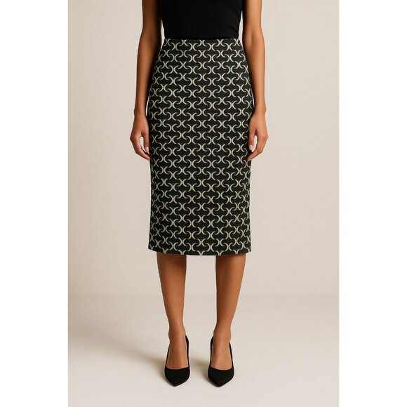 Diane Von Furstenberg Parisian Minimalist Academia Wool Blend Midi Pencil Skirt - Picture 1 of 7